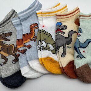5 Pair of Dinosaur Socks for boys size Large 1-5